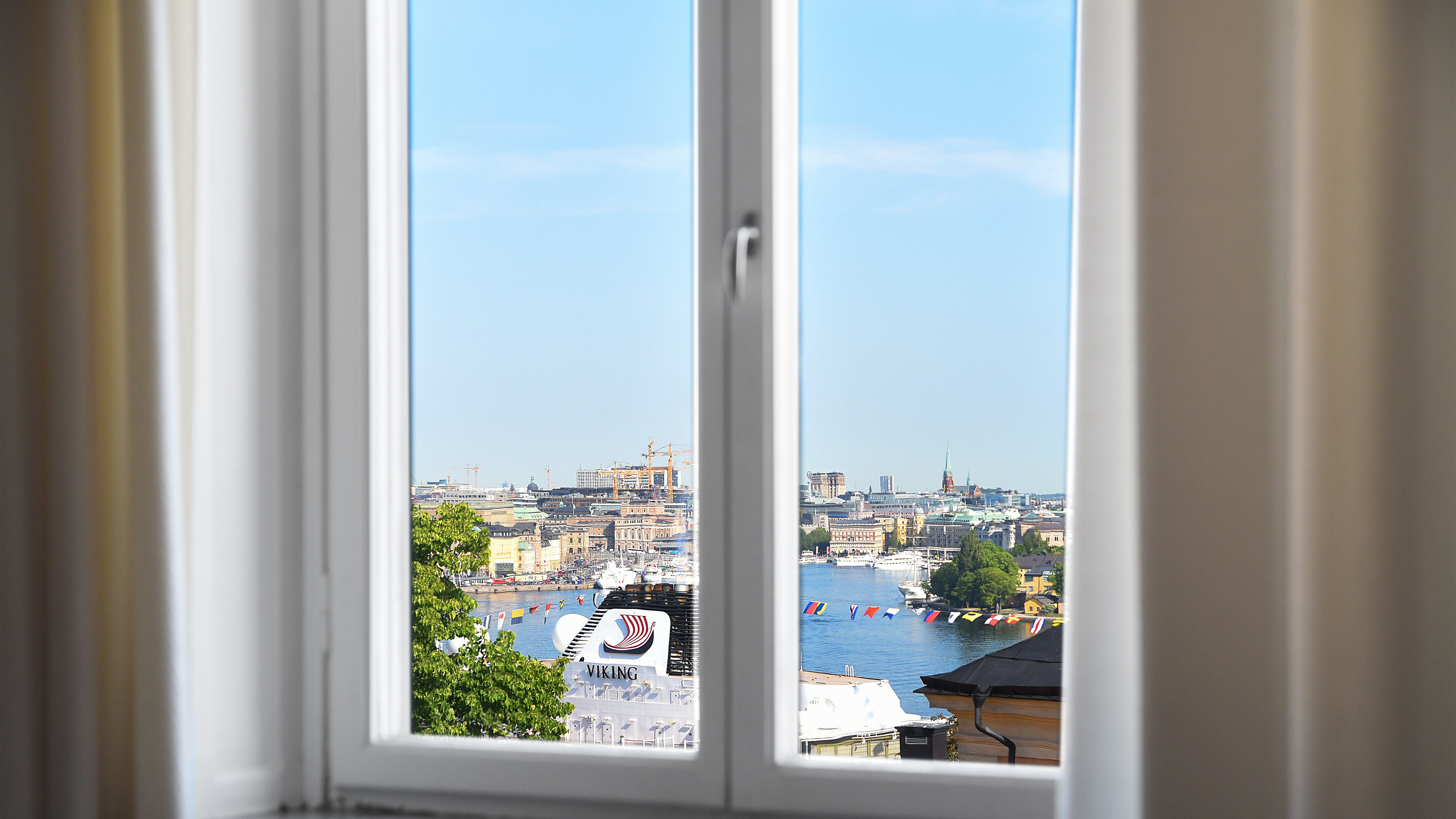 View over Stockholm from the windows at Systersalongen
