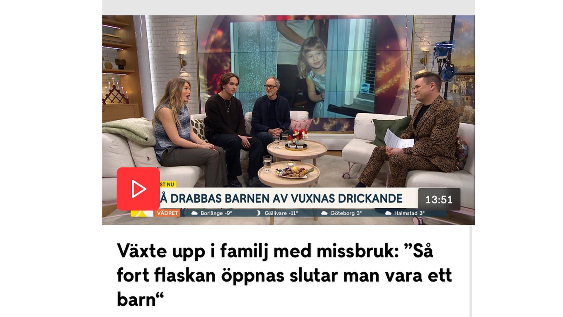 Bild från TV4 Nyhetsmorgons nyhetssoffa, den 25 december 2022