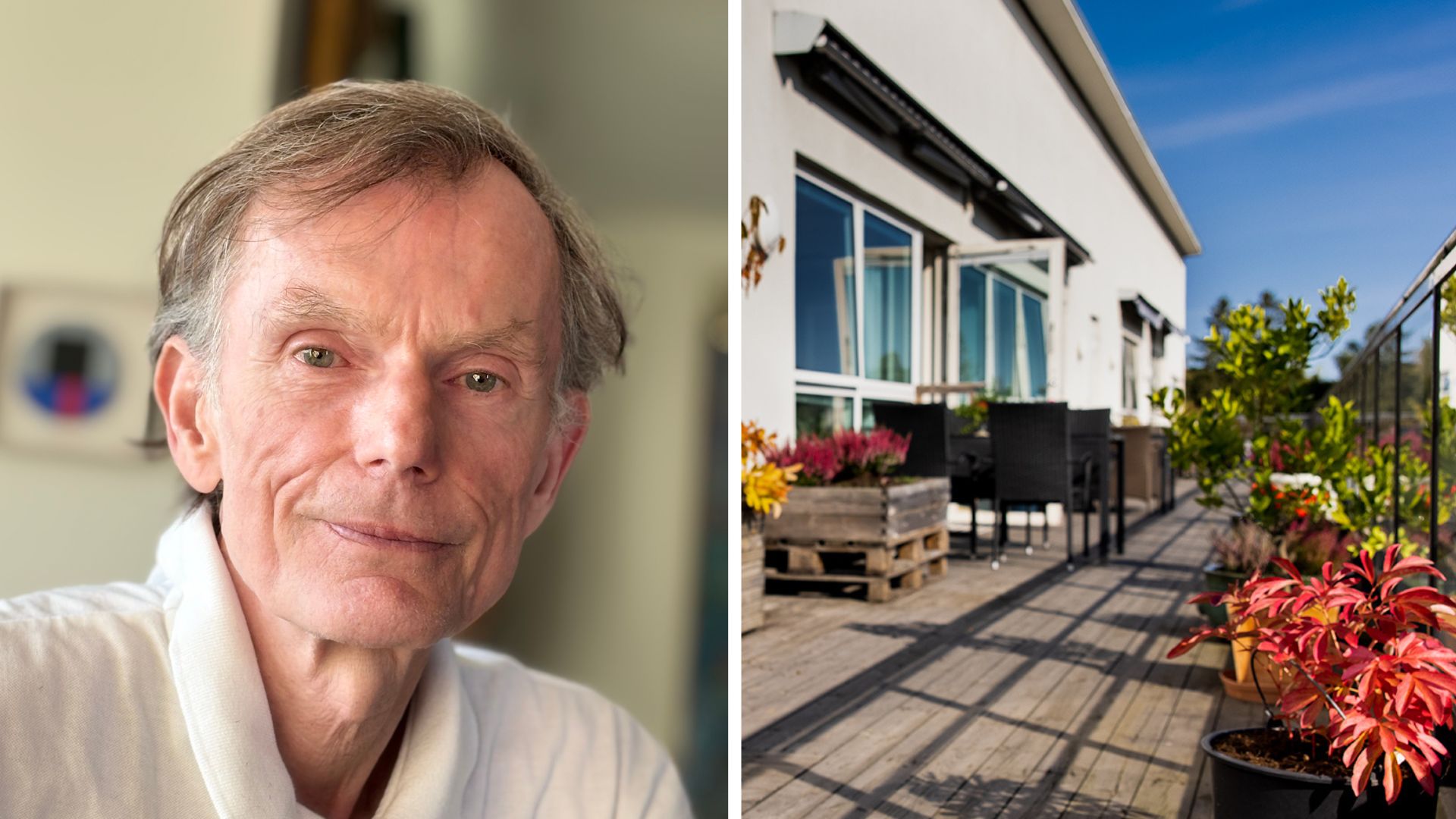 tvådelad bild på johan lökk och terrassesn på Näsbyparks parkinsonboende