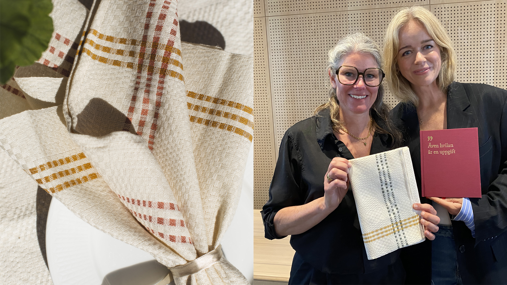 Handduk samt personporträtt på Emma Olbers och Ebba Kleberg von Sydow