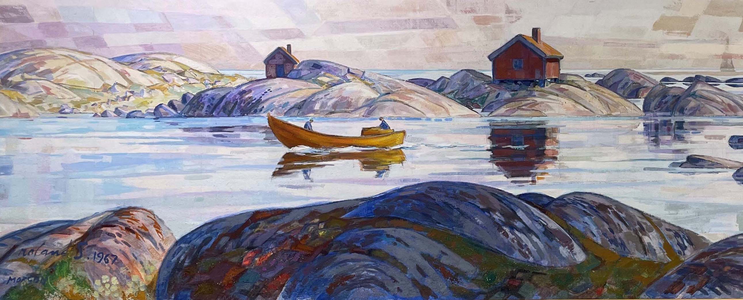 Målning av skärgårdslandskap, Roland Svensson