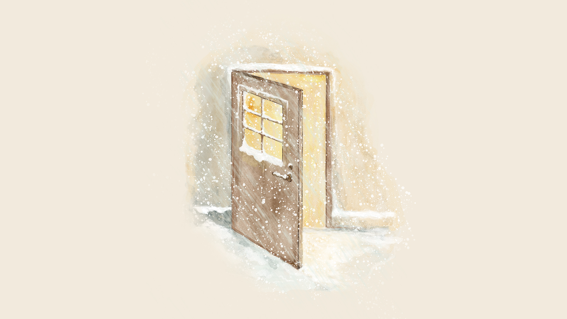 illustration av en halvöppen dörr